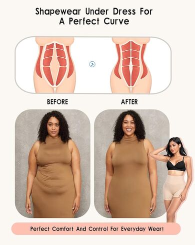 BLONGW قطعتان من ملابس الجسم للنساء للتحكم في البطن - سراويل قصيرة بدون خياطة عالية الخصر لتشكيل الجسم سراويل داخلية لرفع المؤخرة والفخذ أنحف in Kuwait