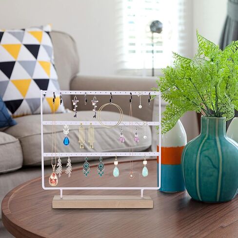 VERGILIUS حامل القرط المنظم عرض المجوهرات تقف تحديث القرط المنظم حامل حامل المجوهرات المنظم، القرط والقلادة منظم منشفة المجوهرات شجرة العرض (أبيض، 144 فتحة) in Kuwait