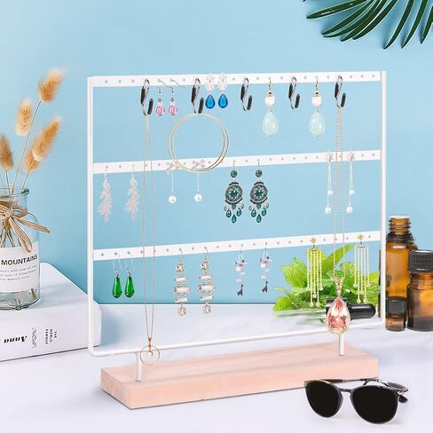 VERGILIUS حامل القرط المنظم عرض المجوهرات تقف تحديث القرط المنظم حامل حامل المجوهرات المنظم، القرط والقلادة منظم منشفة المجوهرات شجرة العرض (أبيض، 144 فتحة) in Kuwait