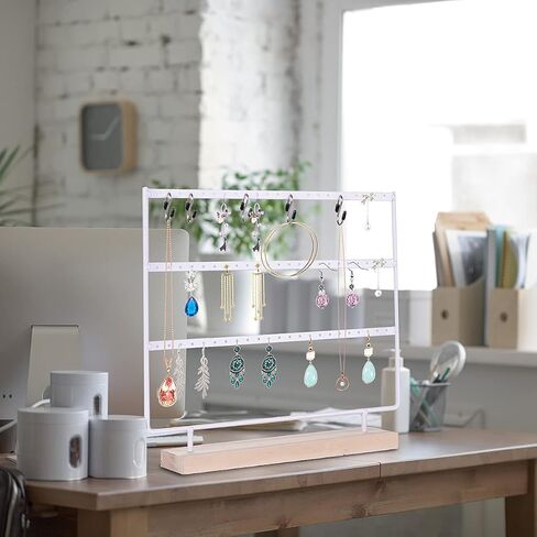 VERGILIUS حامل القرط المنظم عرض المجوهرات تقف تحديث القرط المنظم حامل حامل المجوهرات المنظم، القرط والقلادة منظم منشفة المجوهرات شجرة العرض (أبيض، 144 فتحة) in Kuwait