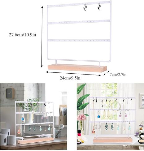 VERGILIUS حامل القرط المنظم عرض المجوهرات تقف تحديث القرط المنظم حامل حامل المجوهرات المنظم، القرط والقلادة منظم منشفة المجوهرات شجرة العرض (أبيض، 144 فتحة) in Kuwait