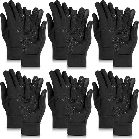 Suhine 6 Pairs Waterproof Winter Gloves Touch Screen Winter Thermal Gloves Windproof Workout Running Gloves Anti Slip Warm Women's Cycling Gloves for Men Women Training Driving Hiking Biking, Black in Saudi Arabia