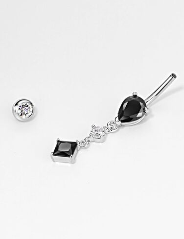G23 Titanium Belly Ring 316L Surgical Steel Belly Button Rings Cubic Zirconia Dangling Navel Rings Belly Button Barbells 14 Gauge 10 mm Screw On Piercing Stud for Belly Button 14G in Saudi Arabia