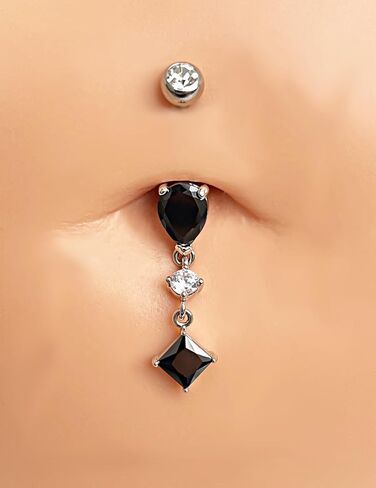 G23 Titanium Belly Ring 316L Surgical Steel Belly Button Rings Cubic Zirconia Dangling Navel Rings Belly Button Barbells 14 Gauge 10 mm Screw On Piercing Stud for Belly Button 14G in Saudi Arabia