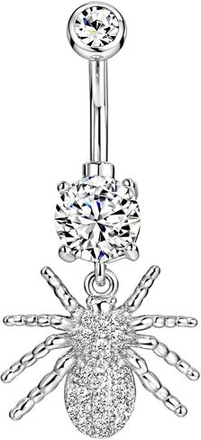 G23 Titanium Belly Ring 316L Surgical Steel Belly Button Rings Cubic Zirconia Dangling Navel Rings Belly Button Barbells 14 Gauge 10 mm Screw On Piercing Stud for Belly Button 14G in Saudi Arabia