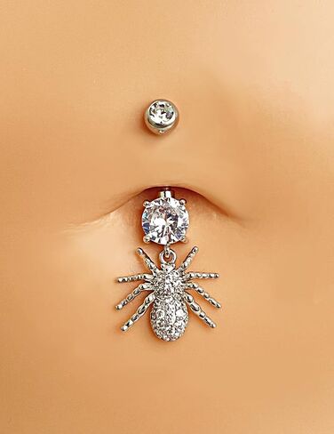 G23 Titanium Belly Ring 316L Surgical Steel Belly Button Rings Cubic Zirconia Dangling Navel Rings Belly Button Barbells 14 Gauge 10 mm Screw On Piercing Stud for Belly Button 14G in Saudi Arabia