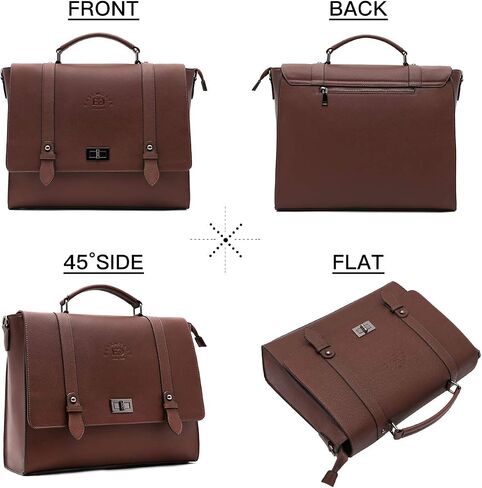 EaseGave Women's 15.6 Inch Laptop Briefcase, Vintage Purple Saffiano Eco-Leather, 4 Large Compartments, 2 Slip Pockets, 1 Zip-Fastening Pocket in Saudi Arabia