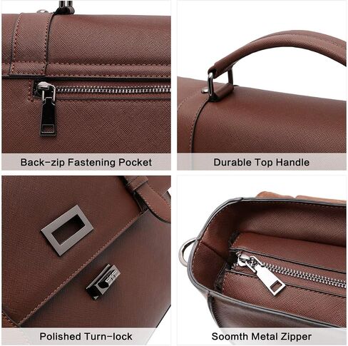 EaseGave Women's 15.6 Inch Laptop Briefcase, Vintage Purple Saffiano Eco-Leather, 4 Large Compartments, 2 Slip Pockets, 1 Zip-Fastening Pocket in Saudi Arabia
