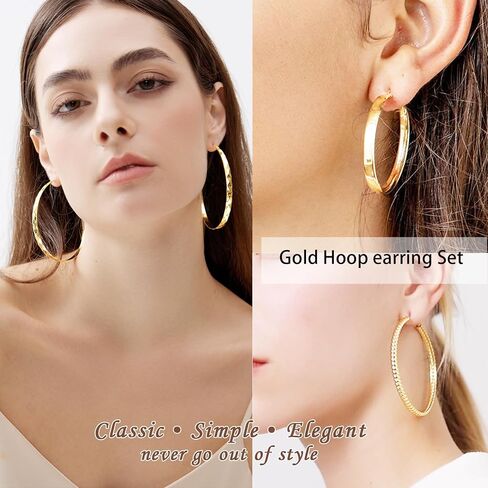 BBL 6 Pairs Silver Hoop Earrings Set S925 Sterling Silver Hoop Earrings Large Silver Hoops Hypoallergenic Lightweight Big Hoop Earrings for Women Girls 50MM in Saudi Arabia