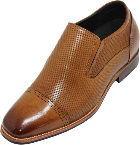 CALTO Men's Invisible Height Increasing Elevator Shoes - Premium Leather Slip-on Dress Loafers - 3 Inches Taller in Saudi Arabia