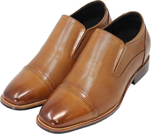 CALTO Men's Invisible Height Increasing Elevator Shoes - Premium Leather Slip-on Dress Loafers - 3 Inches Taller in Saudi Arabia