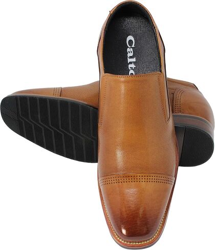 CALTO Men's Invisible Height Increasing Elevator Shoes - Premium Leather Slip-on Dress Loafers - 3 Inches Taller in Saudi Arabia