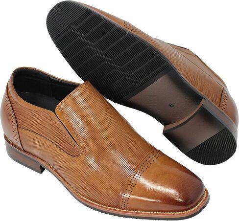 CALTO Men's Invisible Height Increasing Elevator Shoes - Premium Leather Slip-on Dress Loafers - 3 Inches Taller in Saudi Arabia