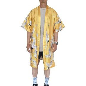هاورون معطف كيمونو ياباني فضفاض للرجال بتصميم يوكاتا، رداء حمام طويل عتيق in Kuwait