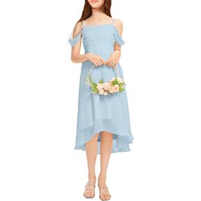 فستان Imily Bela للفتيات ذو الكتف البارد لوصيفات العروس غير المتماثلة من الشيفون لحفلات الزفاف in Kuwait