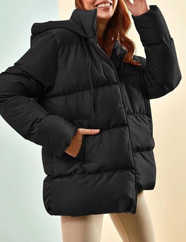 Gihuo Women's Winter Puffer Jacket Oversized Zip Up Long Quilted Coats Lightweight Stand Collar Padded Jackets with Hood in Saudi Arabia