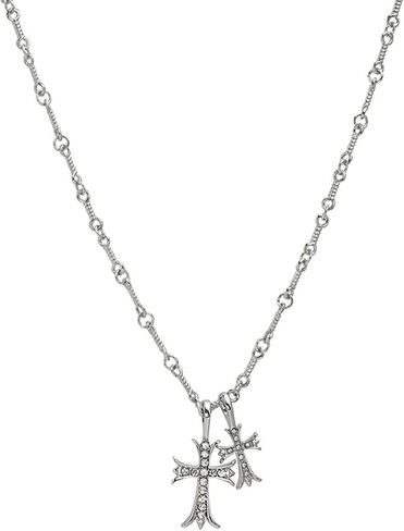 Buyongwant Double Cross Necklace Y2k Irregular Diamond Embedding Trend Hip Hop Fashion Retro Pendant Necklace in Saudi Arabia