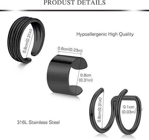 AVYRING الأقراط المغناطيسية للرجال الأصفاد الأذن الأقراط غير ثقب الأذن كليب الأقراط وهمية الفضة الأسود المغناطيس الأقراط للرجال الأقراط الماس وهمية 9PCS in Kuwait