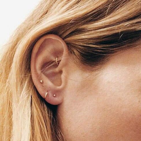 3 Pair Set 14k Gold Endless Hoop Earrings, 10mm in Saudi Arabia