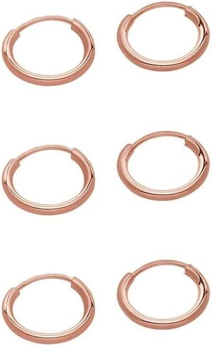 3 Pair Set 14k Gold Endless Hoop Earrings, 10mm in Saudi Arabia
