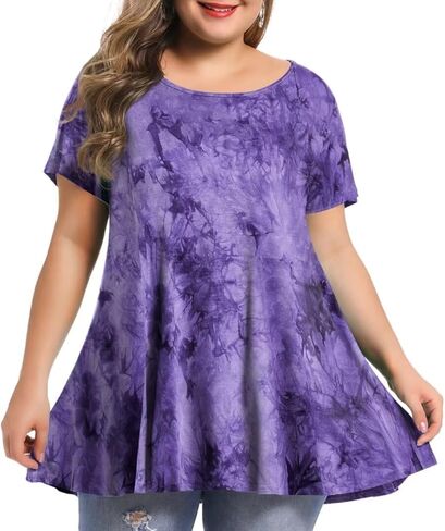 BELAROI Plus Size Tunic Tops Women Summer Casual Short Sleeve Shirts for Leggings Loose Fit Flowy Scoop Neck in Saudi Arabia