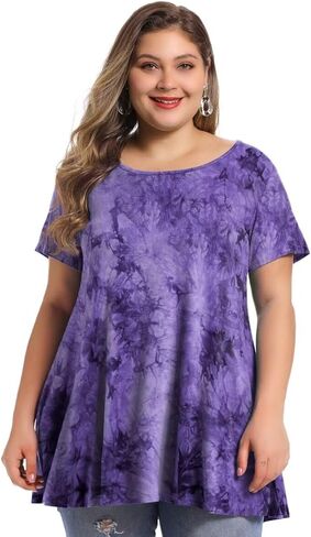 BELAROI Plus Size Tunic Tops Women Summer Casual Short Sleeve Shirts for Leggings Loose Fit Flowy Scoop Neck in Saudi Arabia