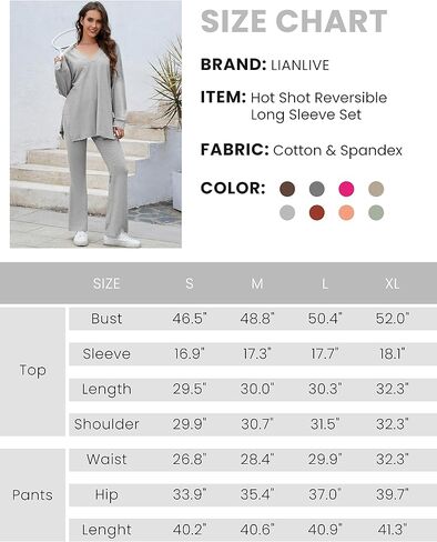 Lianlive طقم مكون من قطعتين من القمصان والقمصان كبيرة الحجم والسراويل الواسعة ومجموعة Hot Shot ذات الأكمام الطويلة in Kuwait