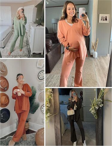 Lianlive طقم مكون من قطعتين من القمصان والقمصان كبيرة الحجم والسراويل الواسعة ومجموعة Hot Shot ذات الأكمام الطويلة in Kuwait