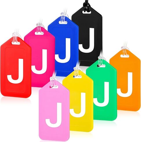 Paterr 8 Pcs Bright Colored Initial Letter A-Z Luggage Tags Bulk Suitcase Tag with Privacy Name Card Bag Tags for Travel Sports(B) in Saudi Arabia
