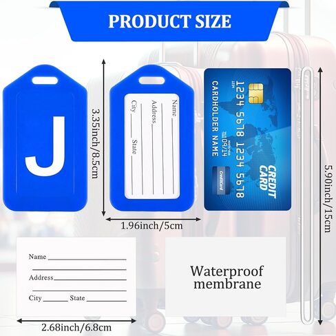 Paterr 8 Pcs Bright Colored Initial Letter A-Z Luggage Tags Bulk Suitcase Tag with Privacy Name Card Bag Tags for Travel Sports(B) in Saudi Arabia
