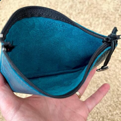 شنطة جلد بسوستة مقاس 6 انش، محفظة للعملات المعدنية، مصنوعة يدويا في الولايات المتحدة الامريكية من اوبيرون ديزاين، فان فلاور، لون ازرق in Kuwait