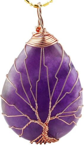 TUMBEELLUWA Tree of Life Pendant Necklace, Teardrop Shape Healing Crystals Jewelry for Women in Saudi Arabia