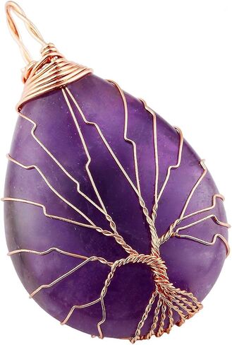 TUMBEELLUWA Tree of Life Pendant Necklace, Teardrop Shape Healing Crystals Jewelry for Women in Saudi Arabia