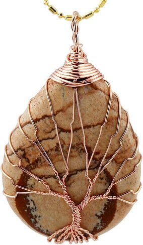 TUMBEELLUWA Tree of Life Pendant Necklace, Teardrop Shape Healing Crystals Jewelry for Women in Saudi Arabia