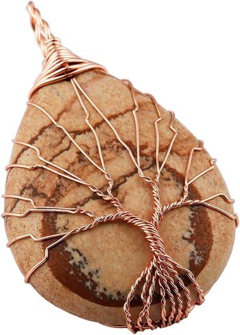 TUMBEELLUWA Tree of Life Pendant Necklace, Teardrop Shape Healing Crystals Jewelry for Women in Saudi Arabia