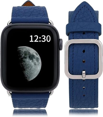 Gomvadr Compatible with Apple Watch Band iWatch Series 8 7 6 5 4 3 2 1 SE Band 45mm 44mm 42mm 41mm 40mm 38mm Watch Band Leather,Top Grain Soft Genuine Leather Replacement Watch Bands Strap for Women and Men in Saudi Arabia