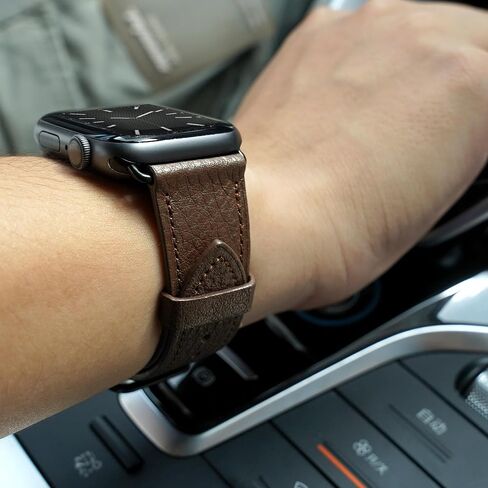 Gomvadr Compatible with Apple Watch Band iWatch Series 8 7 6 5 4 3 2 1 SE Band 45mm 44mm 42mm 41mm 40mm 38mm Watch Band Leather,Top Grain Soft Genuine Leather Replacement Watch Bands Strap for Women and Men in Kuwait