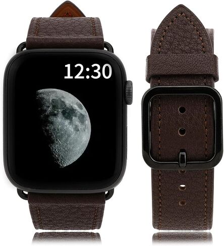 Gomvadr Compatible with Apple Watch Band iWatch Series 8 7 6 5 4 3 2 1 SE Band 45mm 44mm 42mm 41mm 40mm 38mm Watch Band Leather,Top Grain Soft Genuine Leather Replacement Watch Bands Strap for Women and Men in Kuwait