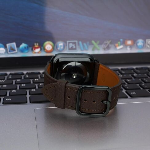 Gomvadr Compatible with Apple Watch Band iWatch Series 8 7 6 5 4 3 2 1 SE Band 45mm 44mm 42mm 41mm 40mm 38mm Watch Band Leather,Top Grain Soft Genuine Leather Replacement Watch Bands Strap for Women and Men in Kuwait