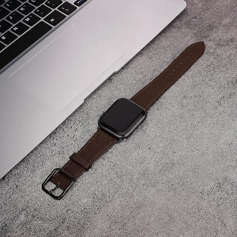 Gomvadr Compatible with Apple Watch Band iWatch Series 8 7 6 5 4 3 2 1 SE Band 45mm 44mm 42mm 41mm 40mm 38mm Watch Band Leather,Top Grain Soft Genuine Leather Replacement Watch Bands Strap for Women and Men in Kuwait