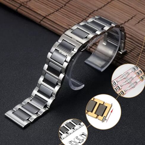 Nice Pies Ceramic Bracelet Watch Band Universal strap with Quick Release Pins Butterfly Buckle Deployment Clasp 14mm 16mm 18mm 20mm 22mm White Black in Saudi Arabia