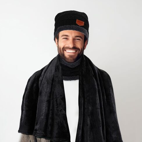 Suhine 72 Pcs Winter Beanie Hat Neck Warmer Gloves and Sock Set with Warm Fuzzy Blanket and Drawstring Bags Bulk for Men Women Homeless Care, Black in Saudi Arabia