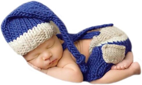 دعائم التصوير الفوتوغرافي للمولودين حديثي الولادة للاولاد والبنات، قبعة وسروال، ملابس محبوكة لالتقاط الصور in Kuwait