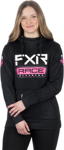 FXR Womens Race Division Tech Pullover Hoodie Zippered Pockets Black/E Pink in Saudi Arabia