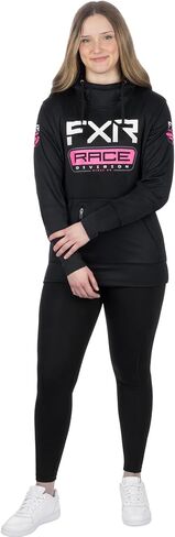 FXR Womens Race Division Tech Pullover Hoodie Zippered Pockets Black/E Pink in Saudi Arabia