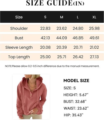 PRETTYGARDEN بلوزات نسائية 2024 قميص قطني بكم طويل زر الرباط حافة كشكش هوديس الخريف البلوز مع جيوب in Kuwait