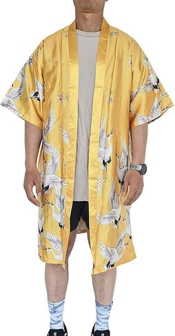 هاورون معطف كيمونو ياباني فضفاض للرجال بتصميم يوكاتا، رداء حمام طويل عتيق in Kuwait