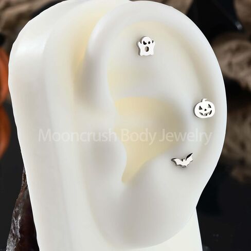 3 قطع من اقراط غضروف الاذن للهالوين من مونكراش جوليري 16 غرام على شكل خفاش لابريت 8 ملم اقراط حلزونية للنساء من الستانلس ستيل 316L مجوهرات بيرسينج مونرو ميدوسا in Kuwait