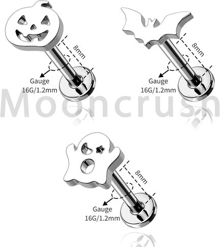 3 قطع من اقراط غضروف الاذن للهالوين من مونكراش جوليري 16 غرام على شكل خفاش لابريت 8 ملم اقراط حلزونية للنساء من الستانلس ستيل 316L مجوهرات بيرسينج مونرو ميدوسا in Kuwait