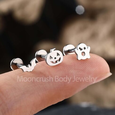 3 قطع من اقراط غضروف الاذن للهالوين من مونكراش جوليري 16 غرام على شكل خفاش لابريت 8 ملم اقراط حلزونية للنساء من الستانلس ستيل 316L مجوهرات بيرسينج مونرو ميدوسا in Kuwait